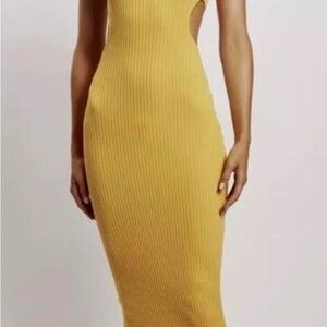 Meshki Ribbed Midi Dress in Mustard